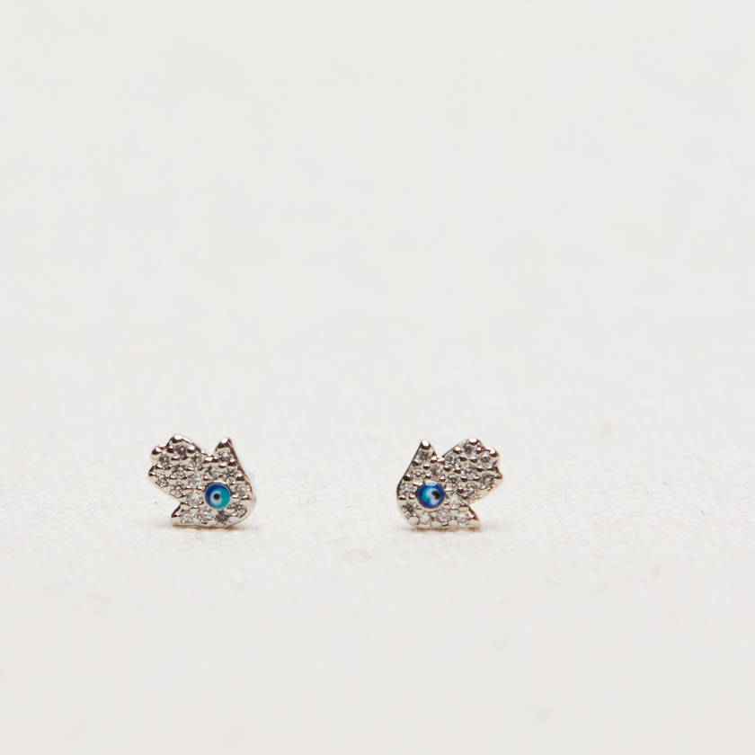 Hamsa Stud Earrings | Silver