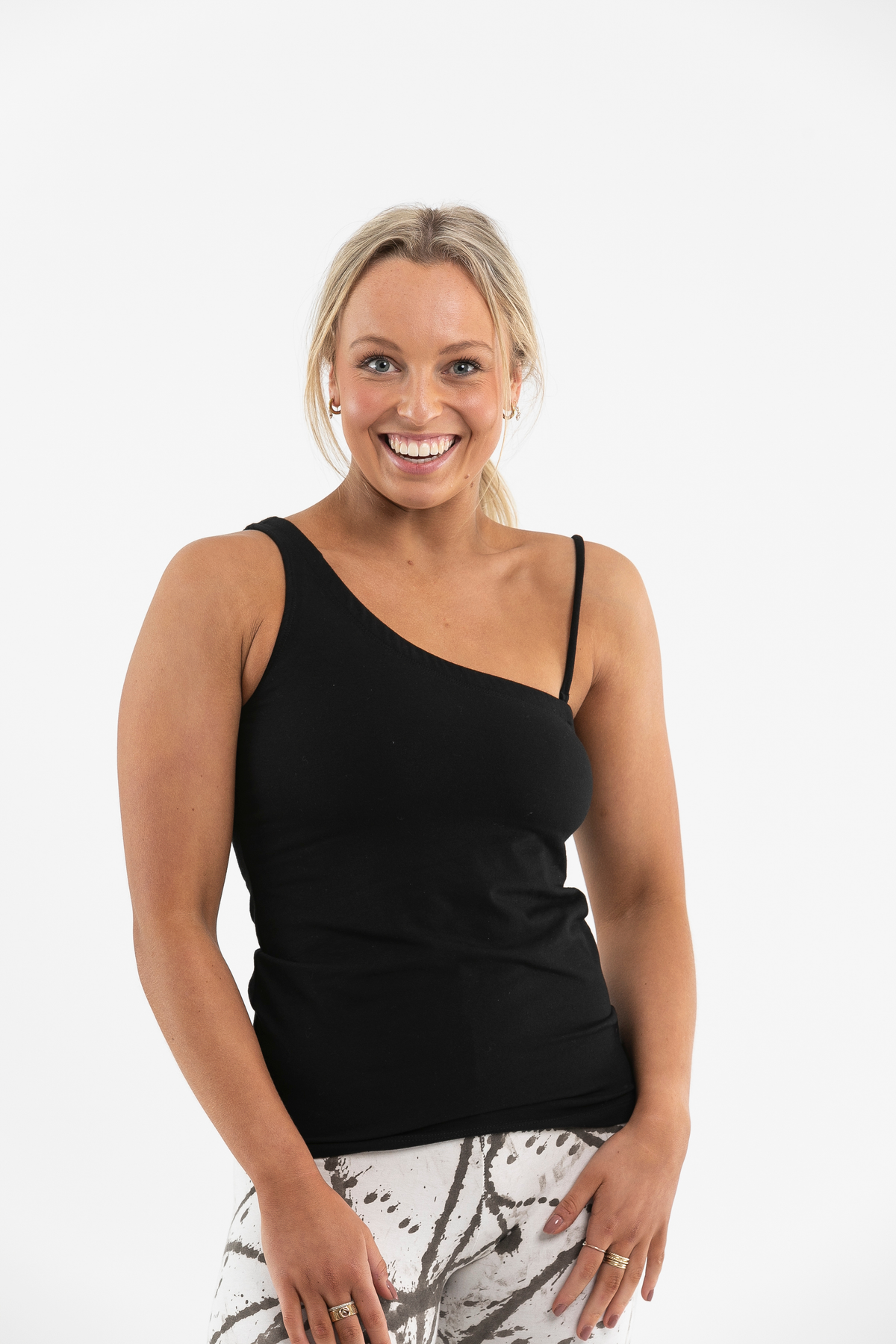 Asymmetric Tank Top for women Black Luna & Soul Australia 2