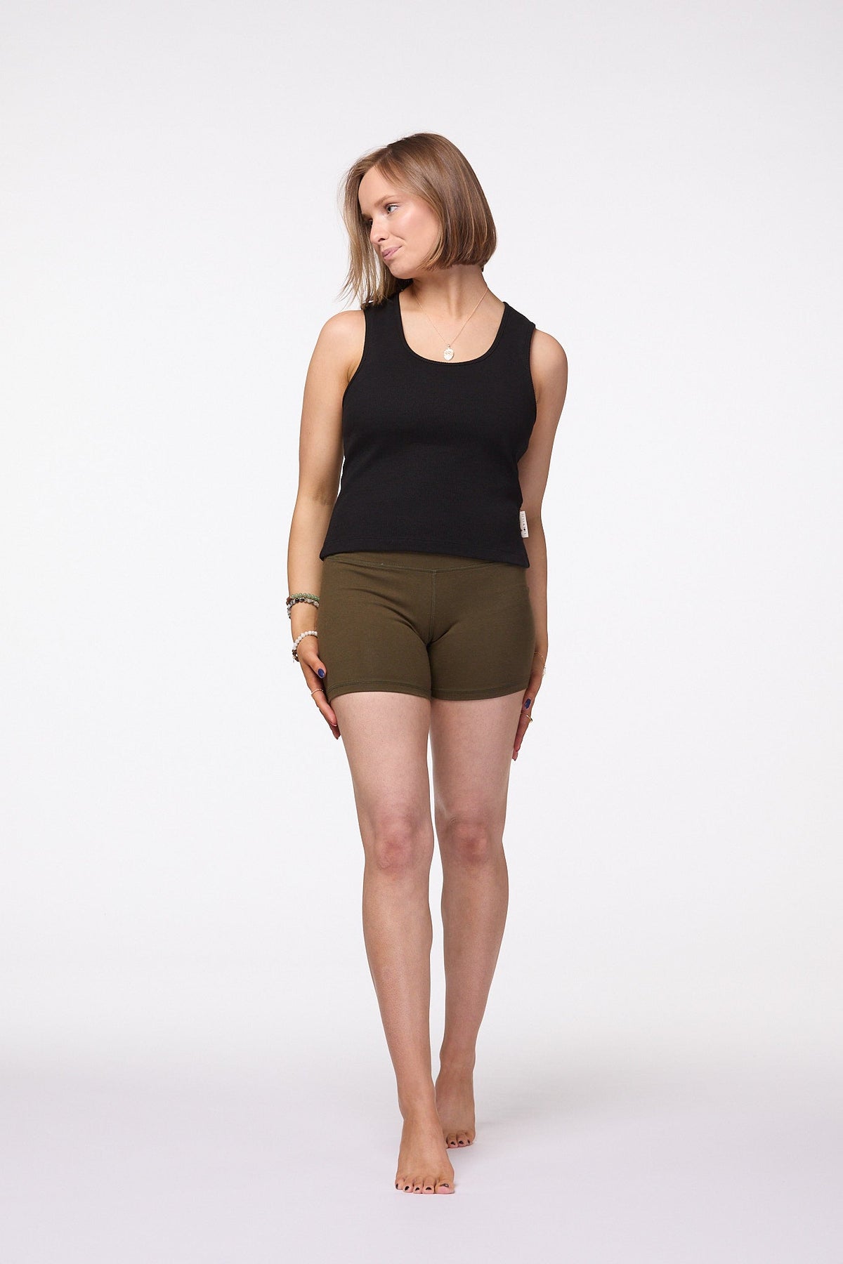 High waisted cotton hot pants shorts
