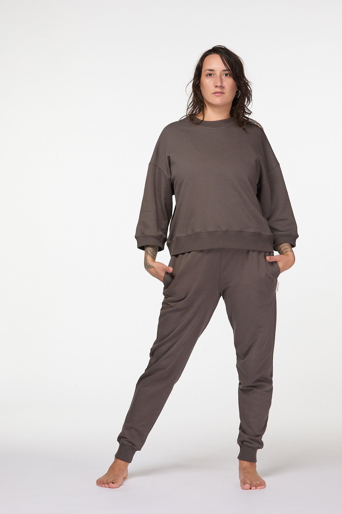 Brown Cotton Fleece Track Pants Australia