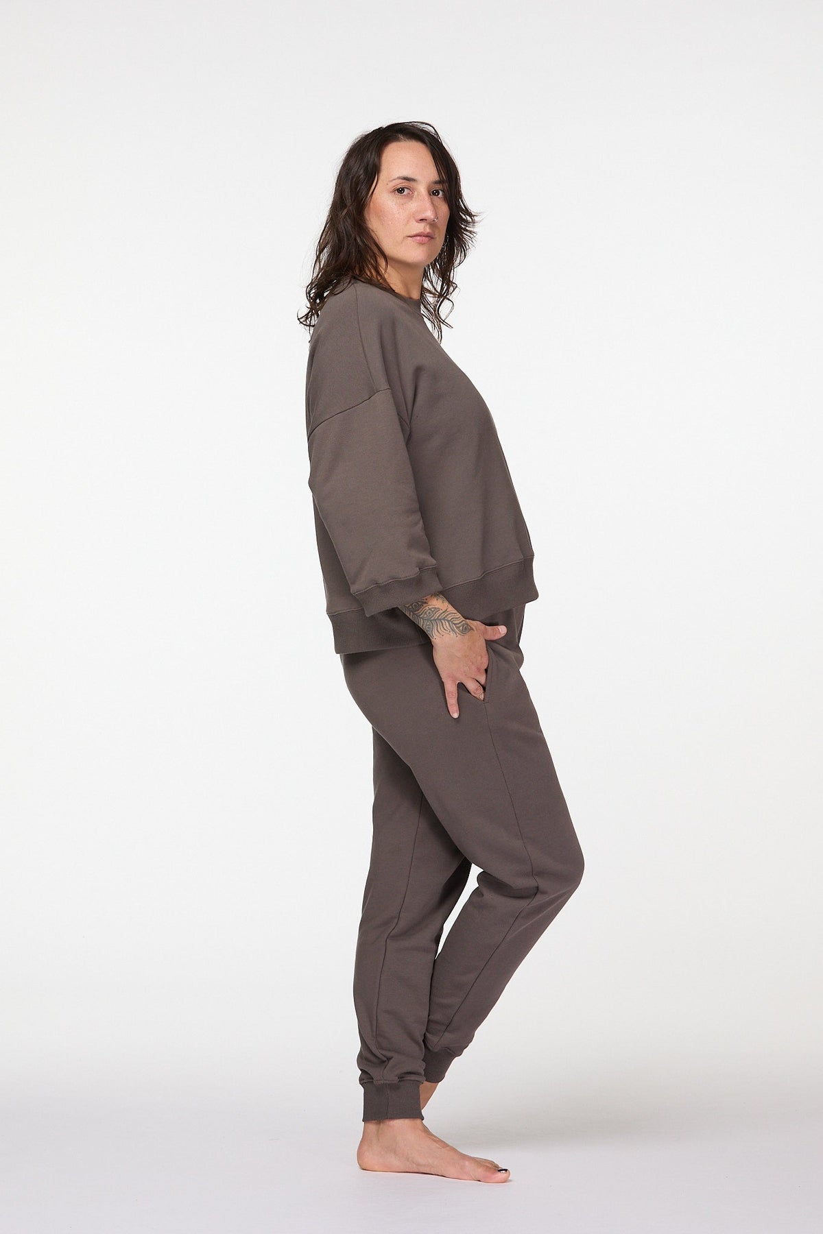 Brown Cotton Fleece Track Pants Australia