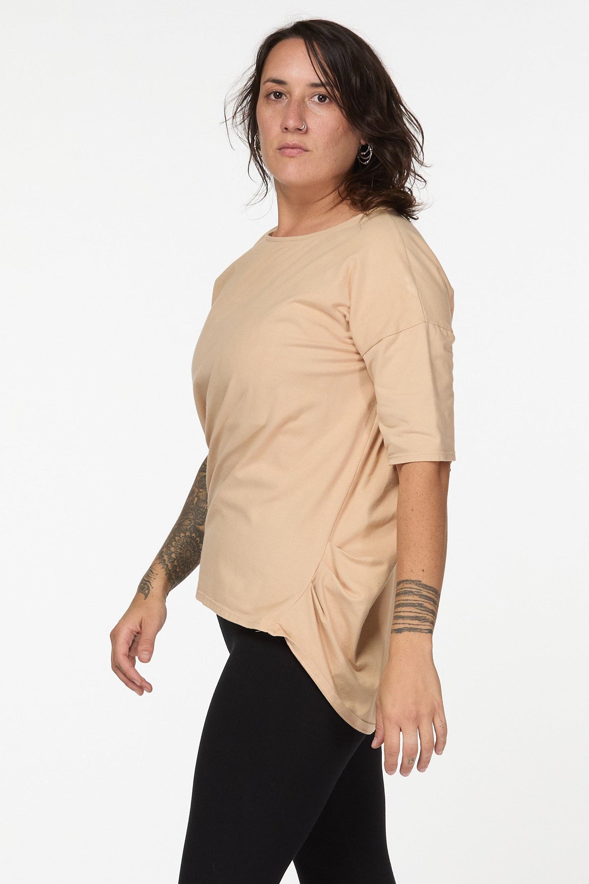 Long Pleated Tencel T-Shirt