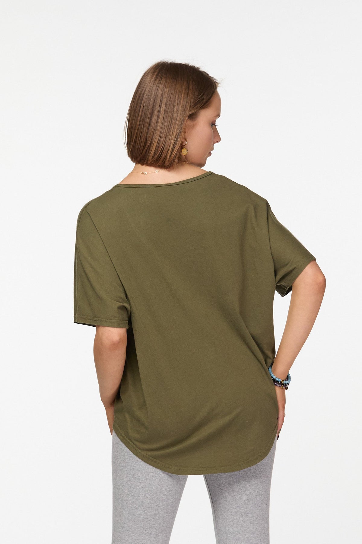 Women's Organic Cotton slouchy  boxy tee  V-Neck T-Shirt Australia