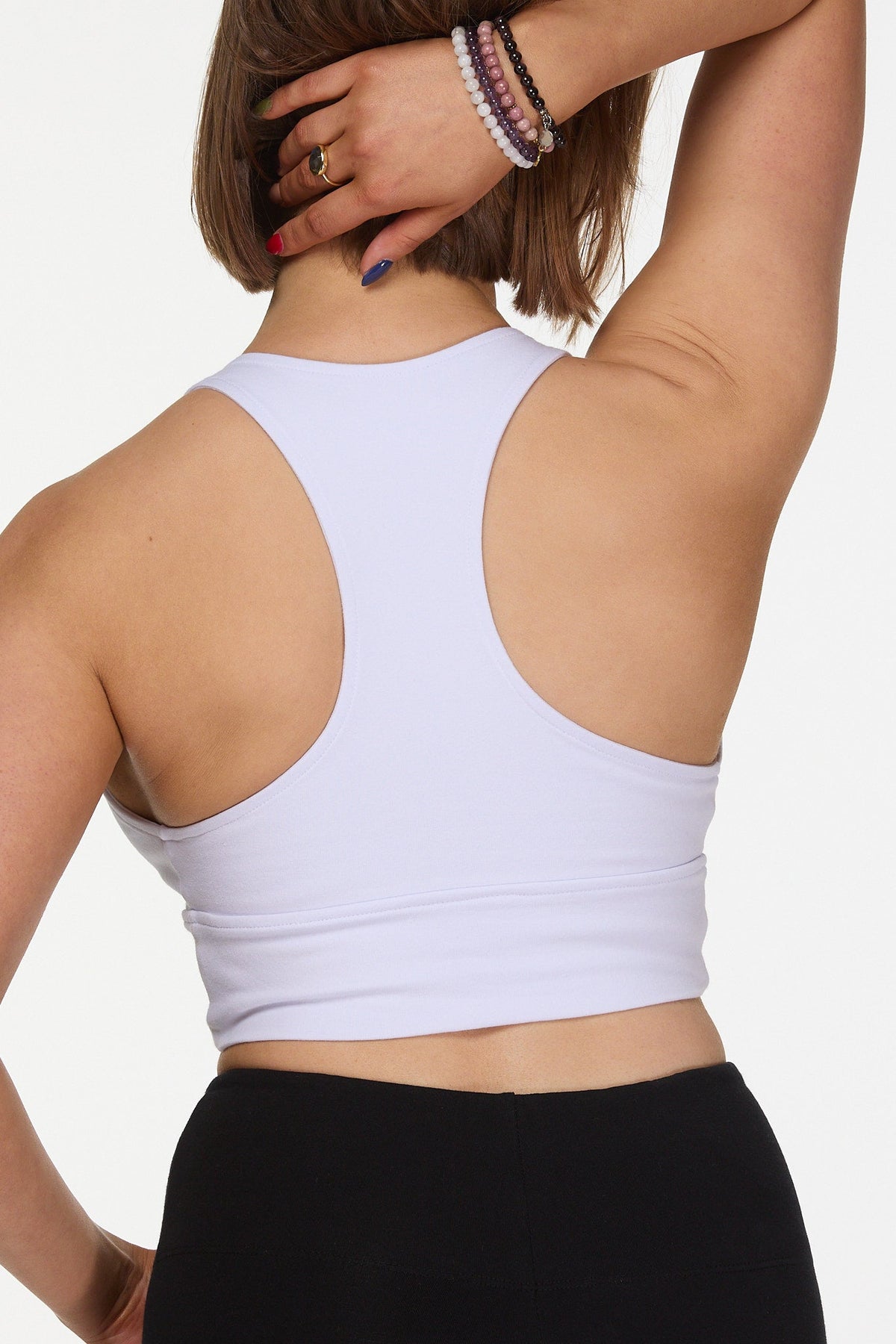 Feminine Racer Back Cotton sports bra white Australia Luna  Soul