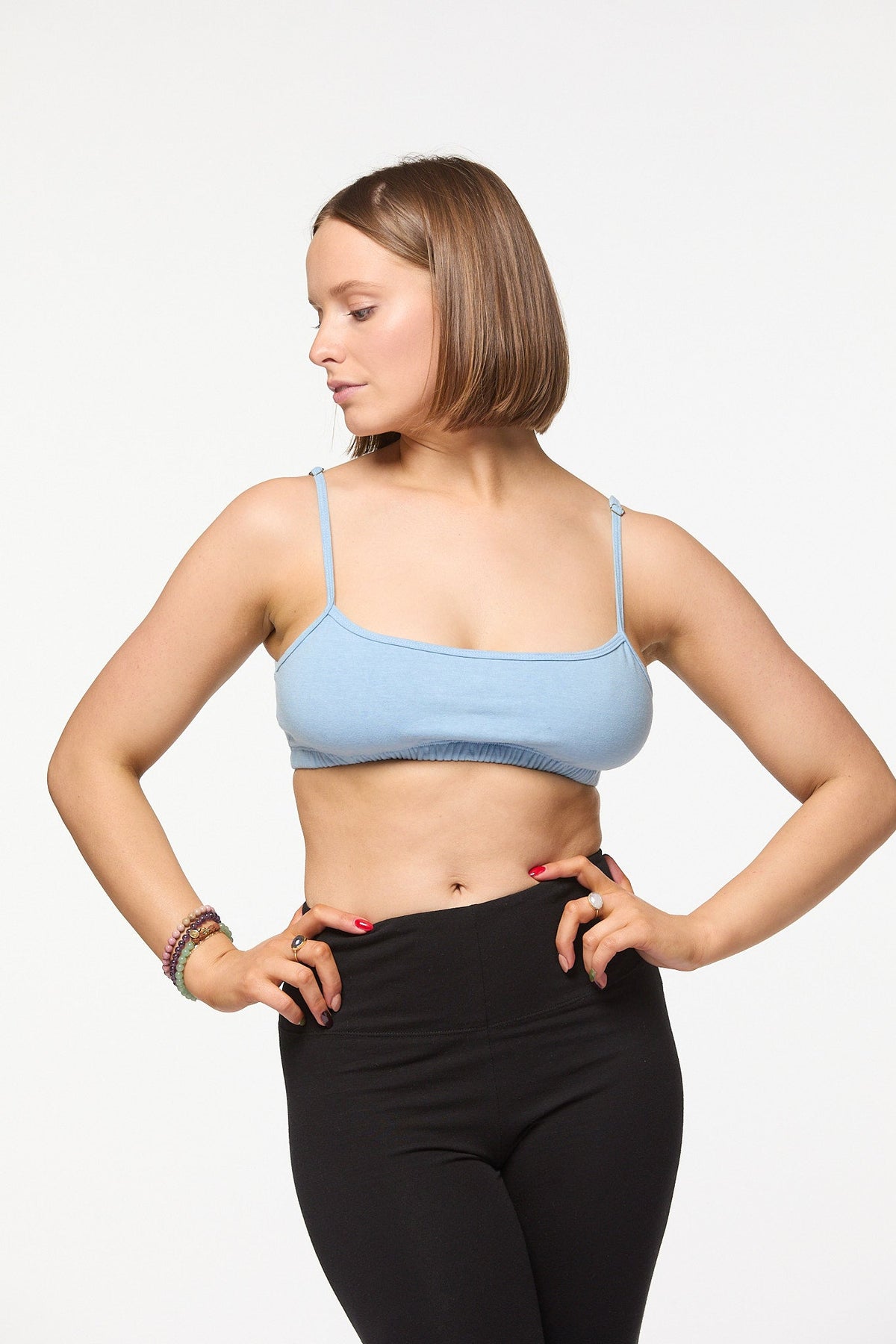 Blue Organic Cotton Yoga Bra Luna & Soul Australia