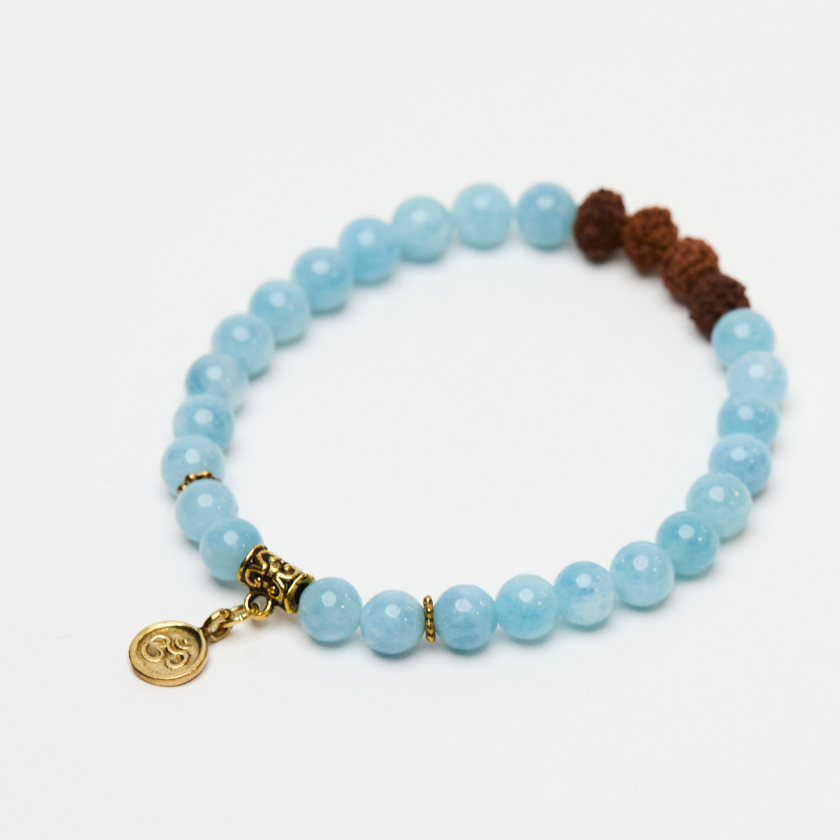 Aquamarine Mala Bracelet for men and women Luna & Soul Australia