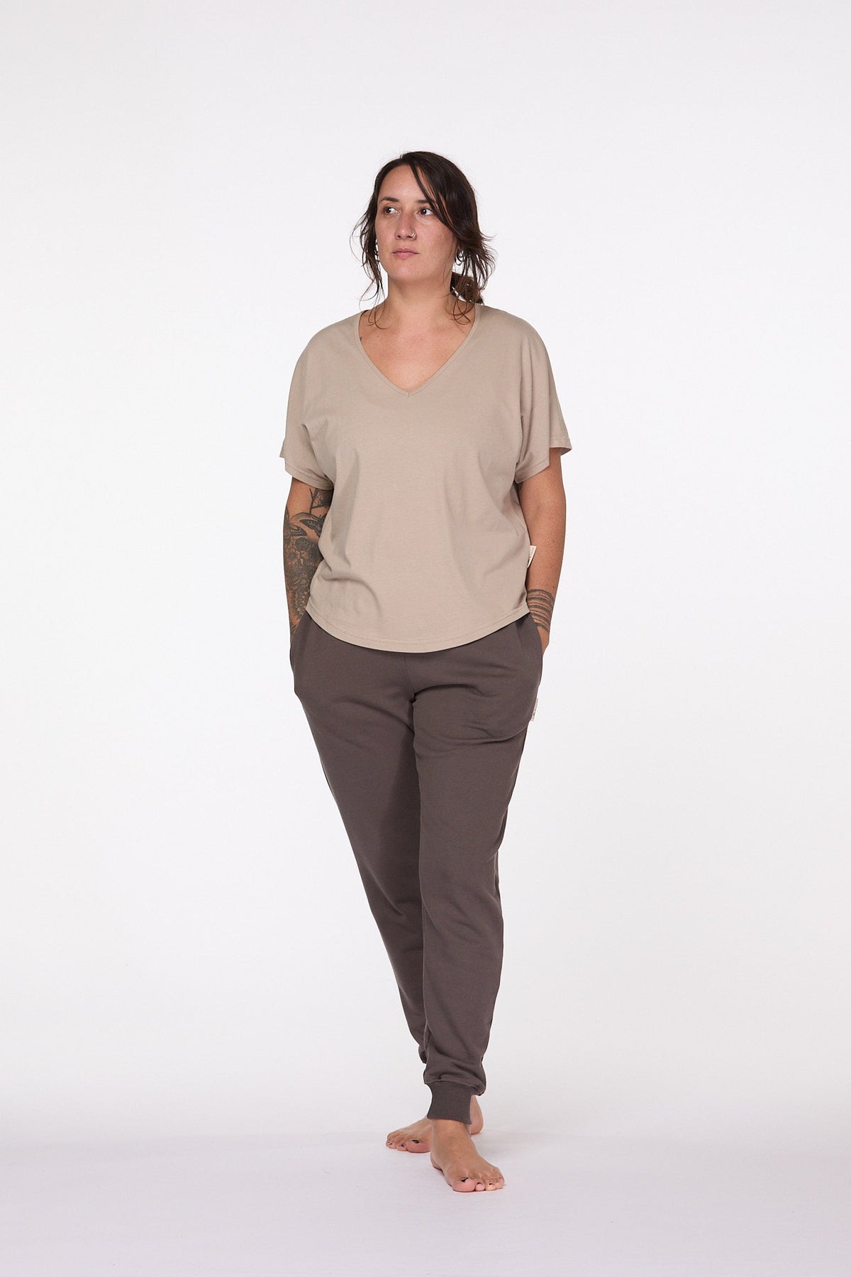 Slouchy Boxy V Neck cotton T-shirt