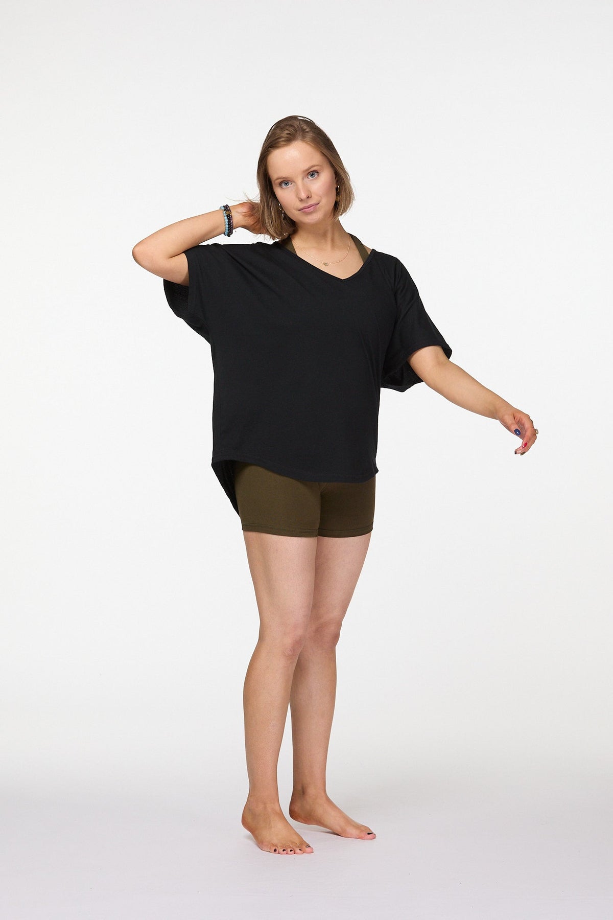 Black Organic Cotton  V-Neck T-Shirt  Luna & Soul Australia