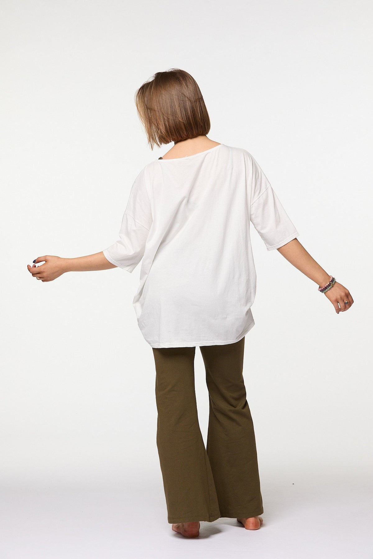 Women's Organic Cotton Flared Yoga Pants Khaki Luna & Soul Australia