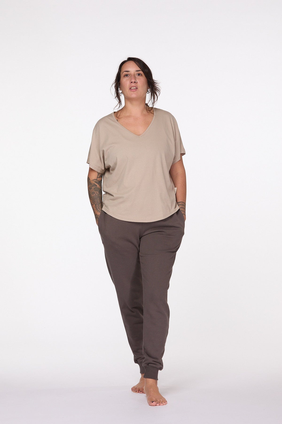 Slouchy Boxy V Neck cotton T-shirt
