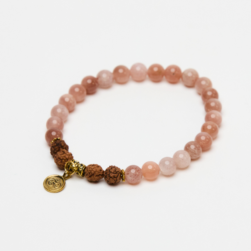 I am Happy Peach Moonstone Mala Bracelet Luna & Soul Australia