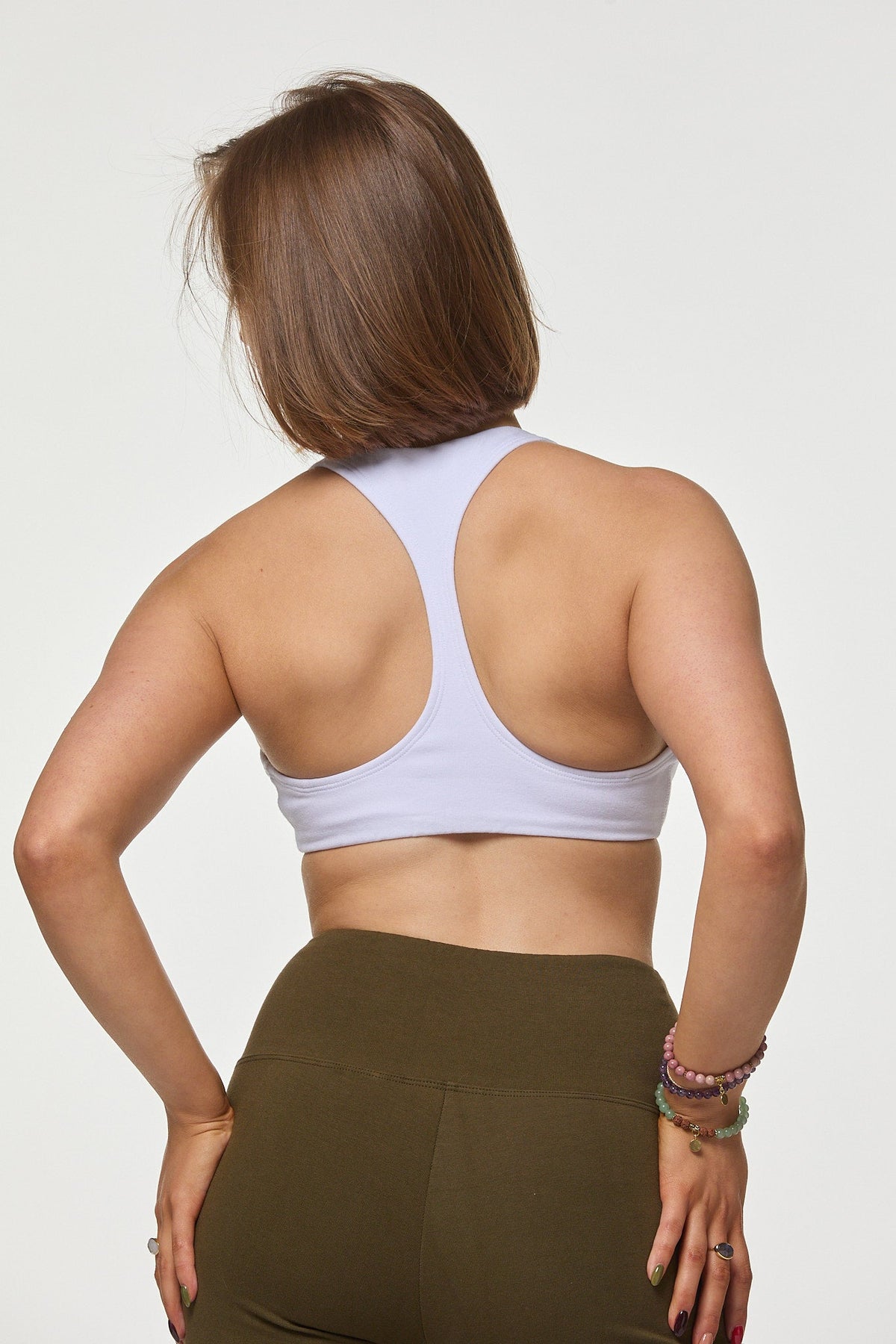 White Cotton Sports Bra with Racerback Luna & Soul Australia 1