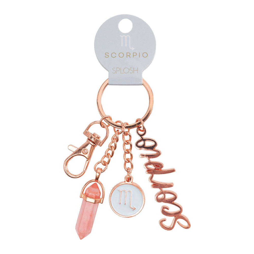 Scorpio Zodiac Keyring with rose gold finish and coloured crystal charm