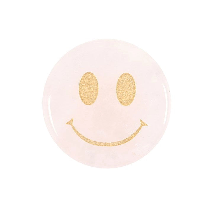 Smiley rose quartz crystal for love, self-care and compassion