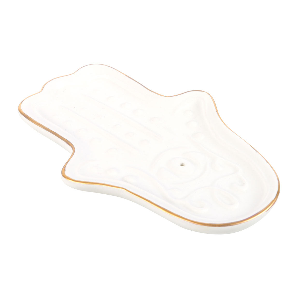 White Gold Hamsa Hand Incense Burner