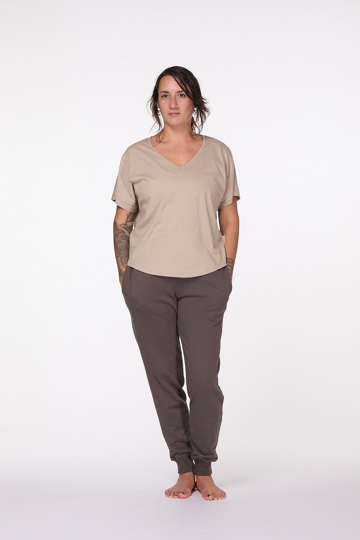 Slouchy Boxy V Neck cotton T-shirt