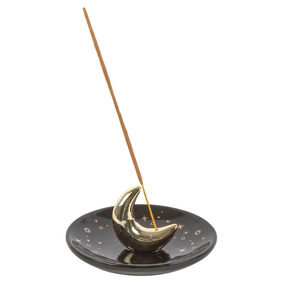 Gold Crescent Moon Incense Holder