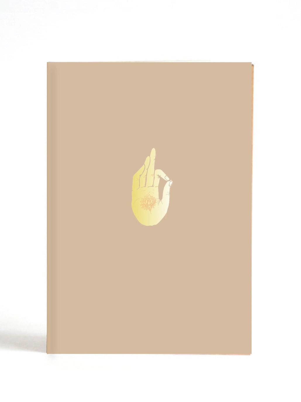A6 mindful notebook with Buddha mudra hand design in gold foil