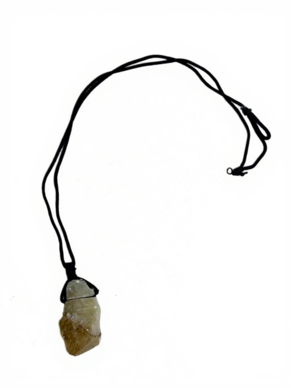 Raw Citrine crystal necklace on black cord for positivity and abundance