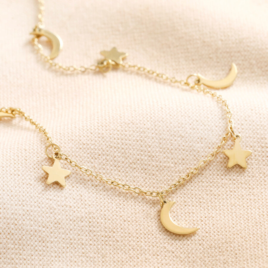 Star+ Moon Charm Necklace | Gold