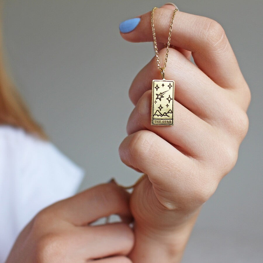Star Tarot Card Necklace | Gold