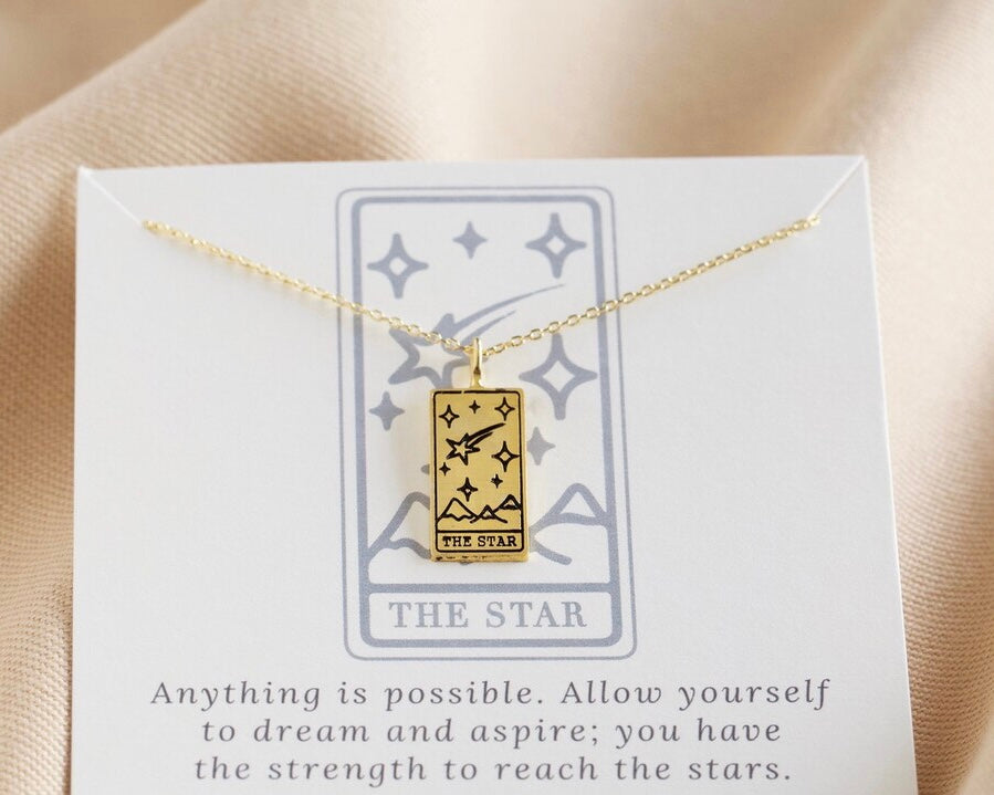 Star Tarot Card Necklace | Gold