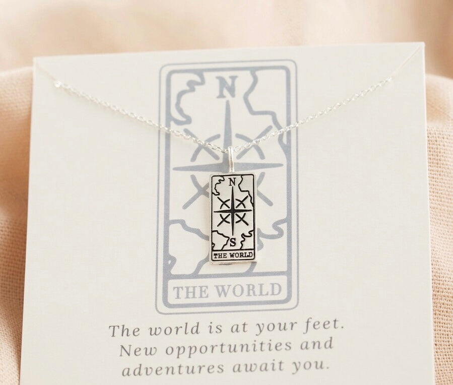 World Tarot Card Necklace | Silver