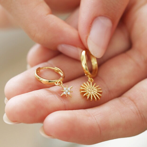 Sun + Star Charm Hoop Earrings Luna & Soul Yoga Jewellery Austral