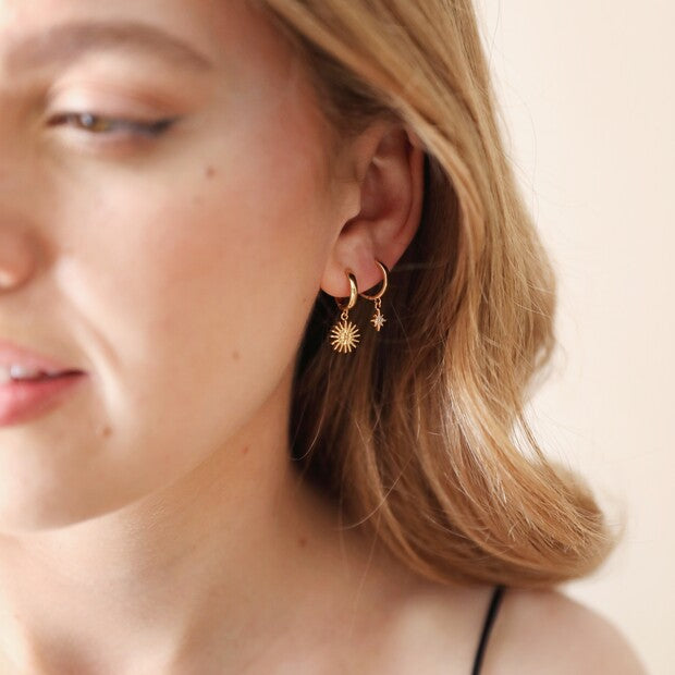 Sun + Star Charm Hoop Earrings Luna & Soul Yoga Jewellery Austral