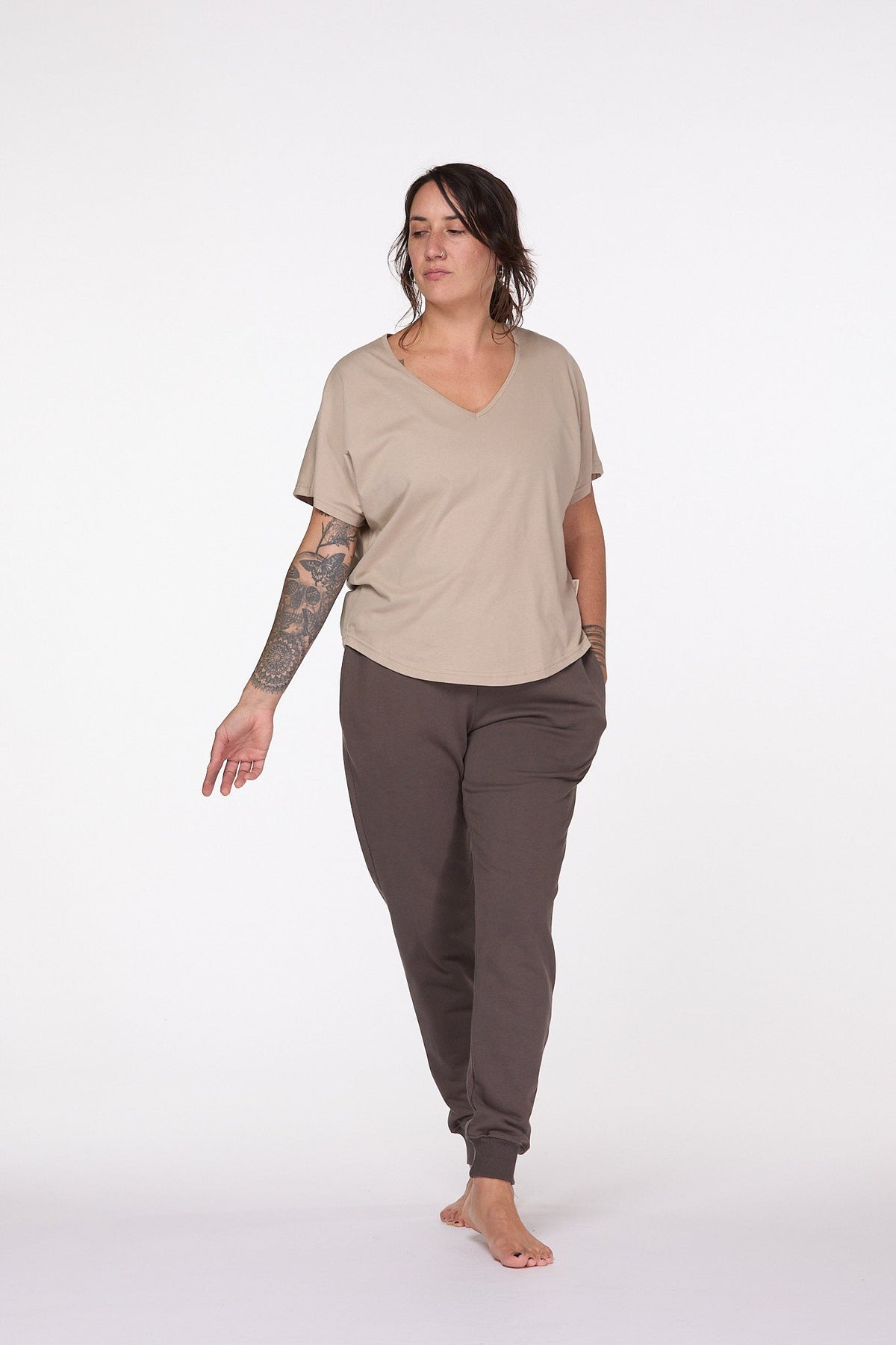 Slouchy Boxy V Neck cotton T-shirt