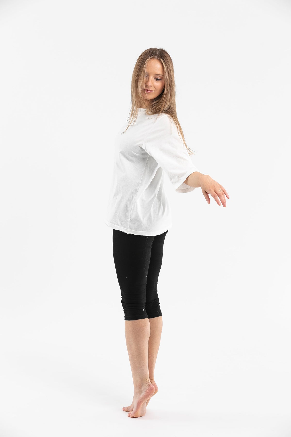 3/ 4 Sleeve Tee | White