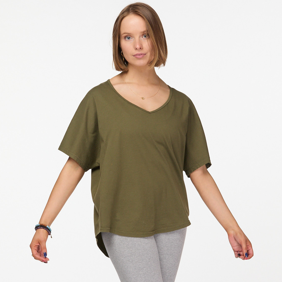  Women&#39;s Organic Cotton slouchy  boxy tee  V-Neck T-Shirt Australia