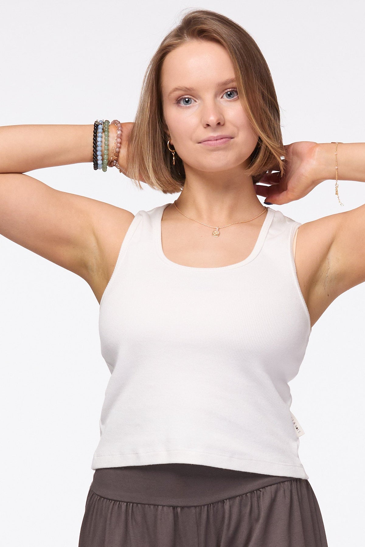 Organic Cotton Rib Tank Top White Australia 