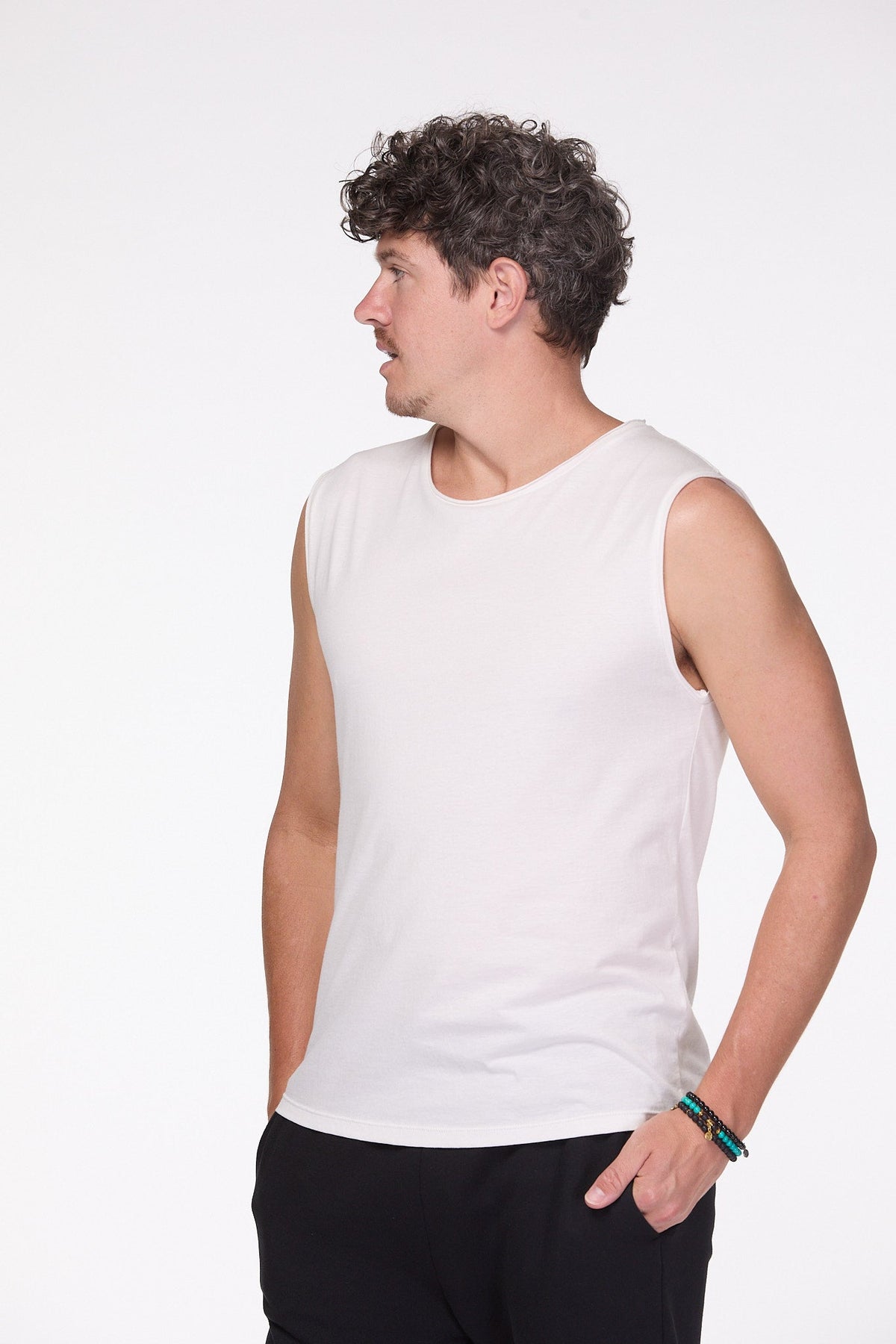 White Slim Fit Cotton Mens Tank Top Luna &amp; Soul Australia 3