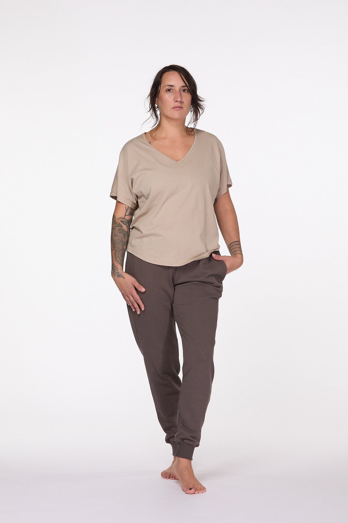 Slouchy Boxy V Neck cotton T-shirt 