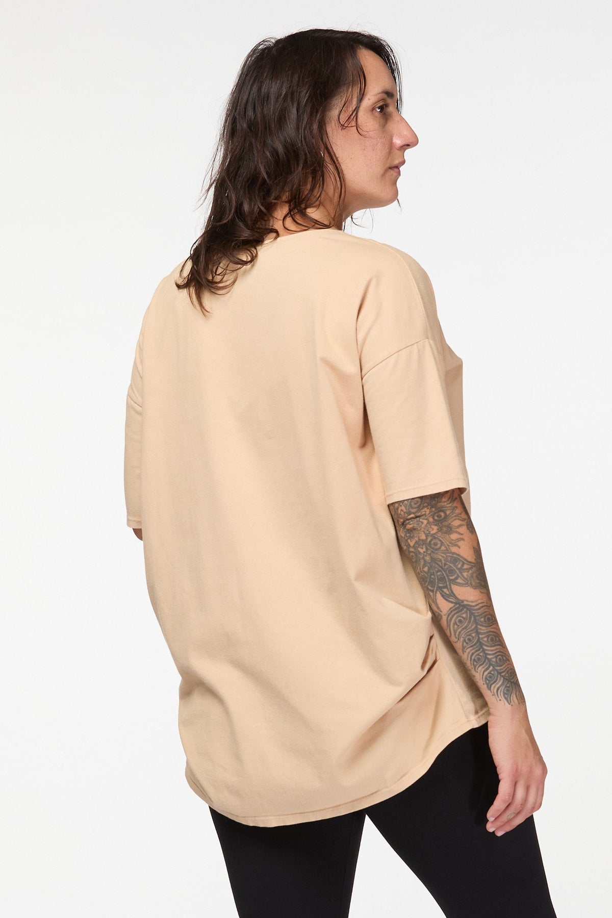 Long Pleated Tencel T-Shirt | Sand