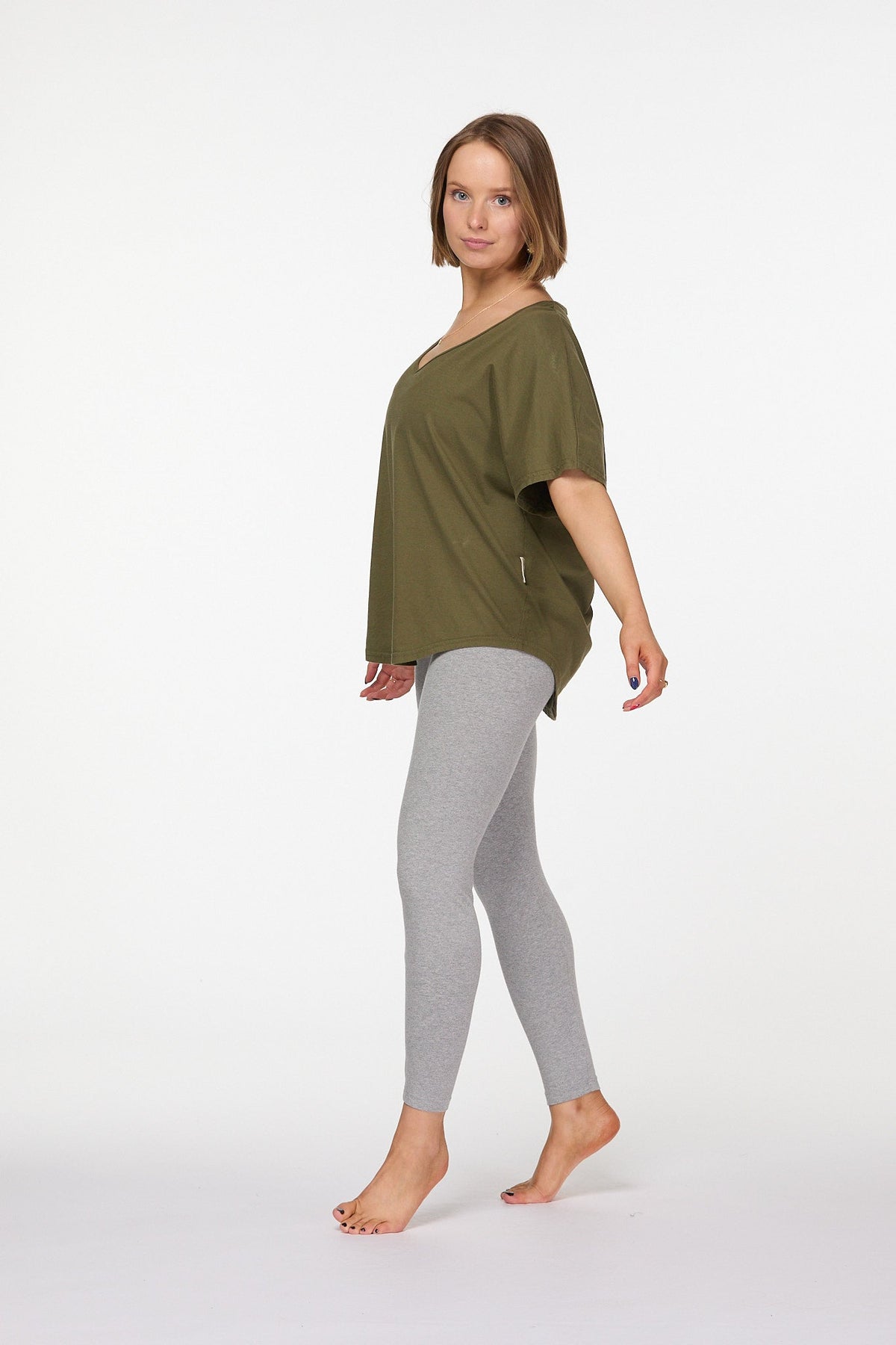  Women&#39;s Organic Cotton slouchy  boxy tee  V-Neck T-Shirt Australia