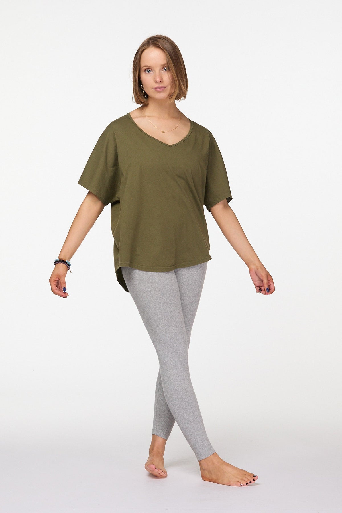  Women&#39;s Organic Cotton slouchy  boxy tee  V-Neck T-Shirt Australia