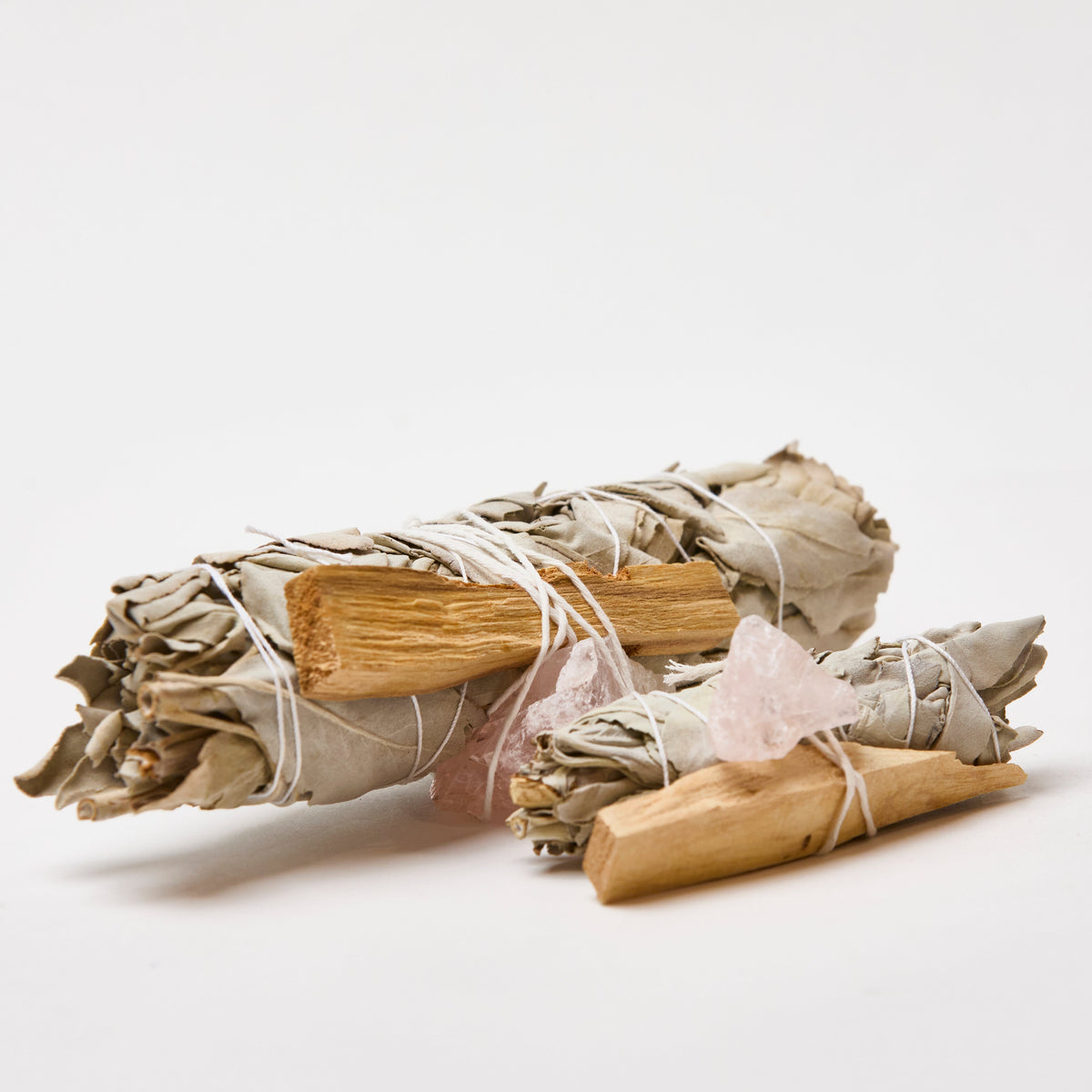 Sage Smudge Stick Kit White Sage with Palo Santo &amp; Rose Quartz Crystal  Luna &amp; Soul Australia 3