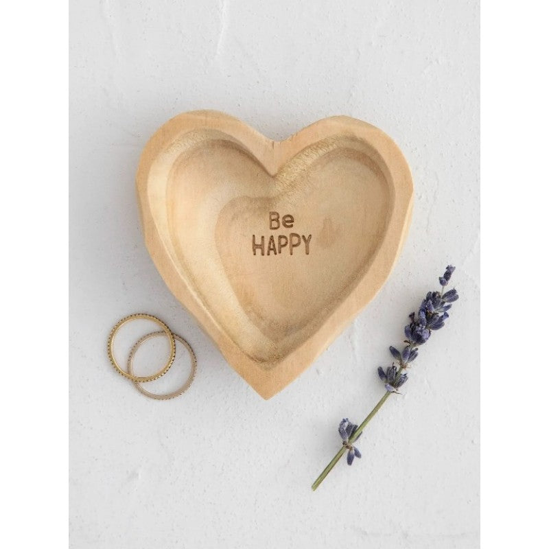 Be Happy Wooden Dish