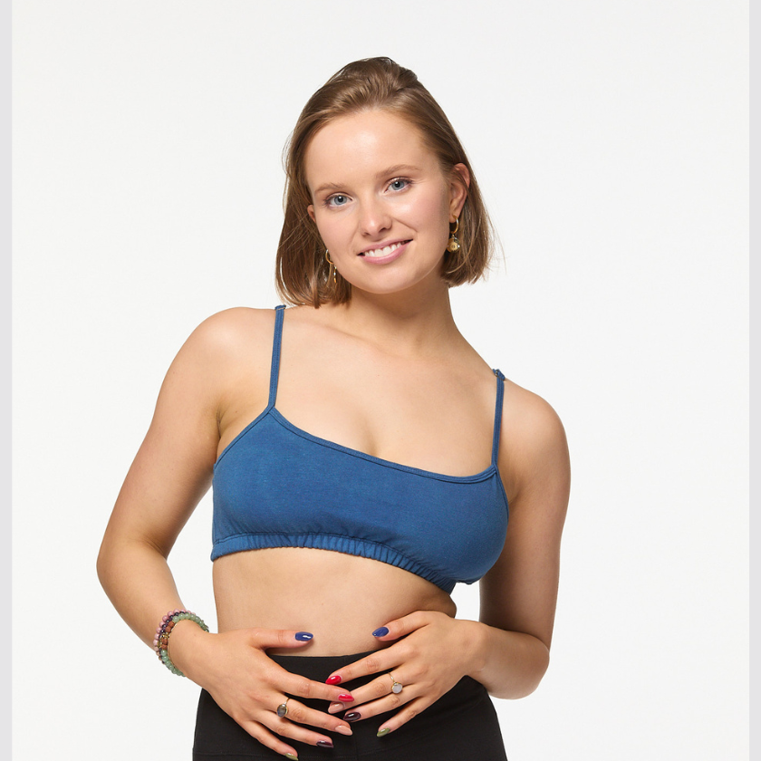 Indigo Blue Organic Cotton Yoga Sports Bra Luna & Soul Australia 
