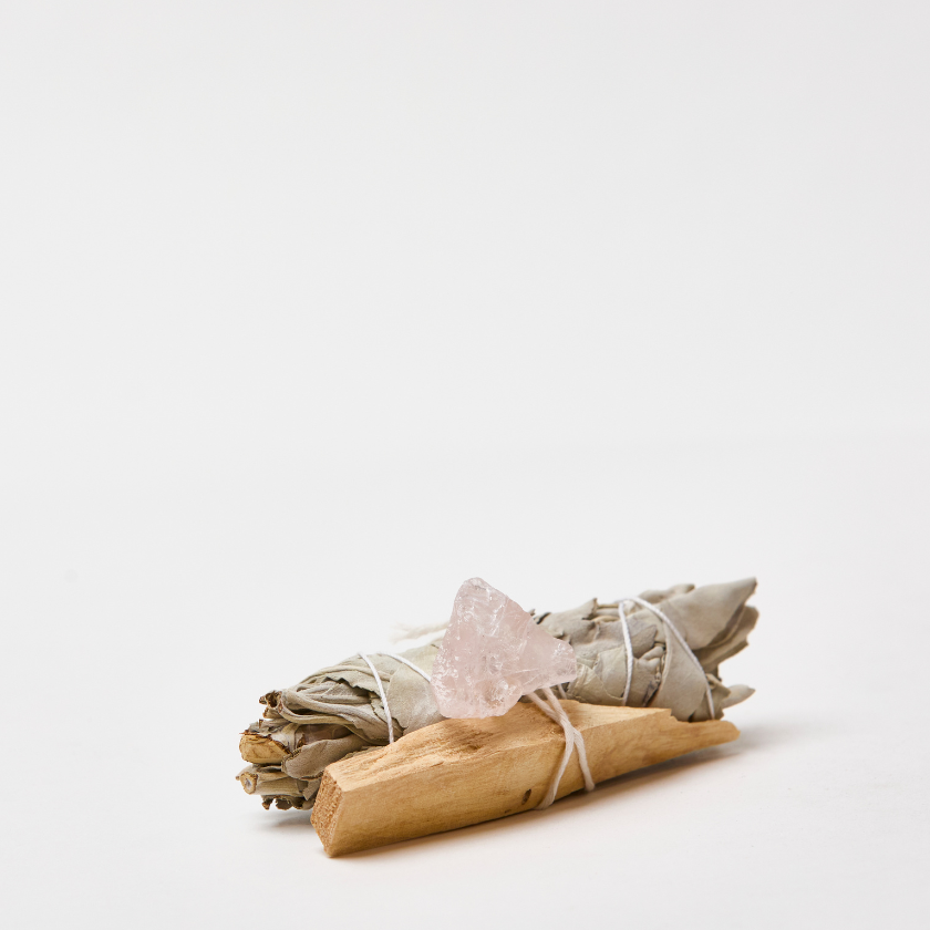 Mini Sage Smudge Stick Kit White Sage with Palo Santo &amp; Rose Quartz Crystal  Luna &amp; Soul Australia 1