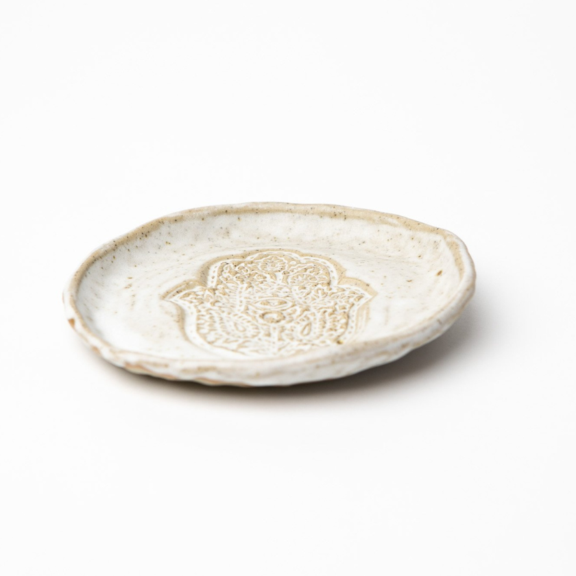 Ceramic Smudge Plate - Hamsa Hand