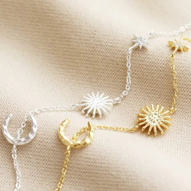Sun + Moon Chain Bracelet | Gold