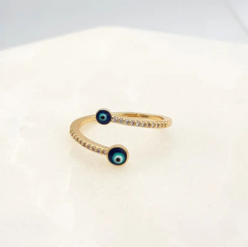 Evil Eye Adjustable Ring  Gold _ Luna &amp; Soul Australia
