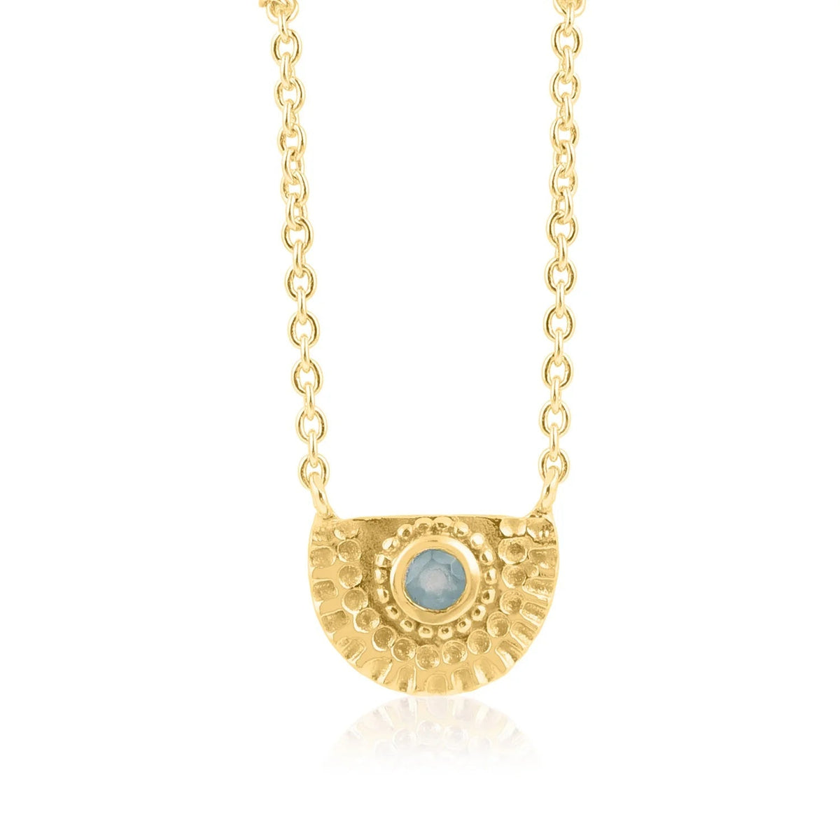 Aqua Chalcedony Disc Necklace _ Luna &amp; Soul Australia
