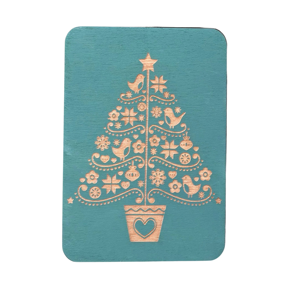 Nordic Christmas Tree wooden greeting card handmade in Australia from eco friendly plywood
