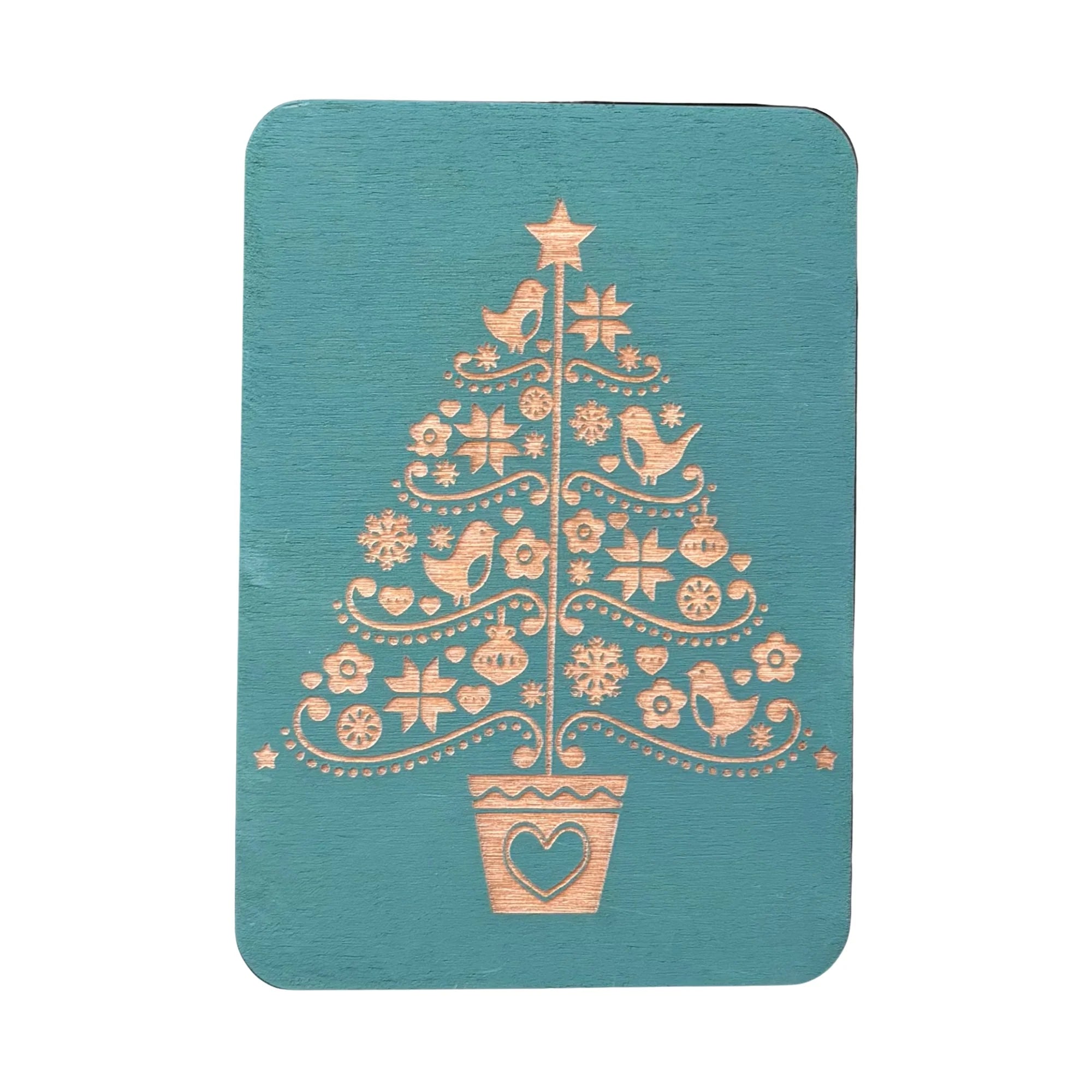 Nordic Christmas Tree wooden greeting card handmade in Australia from eco friendly plywood
