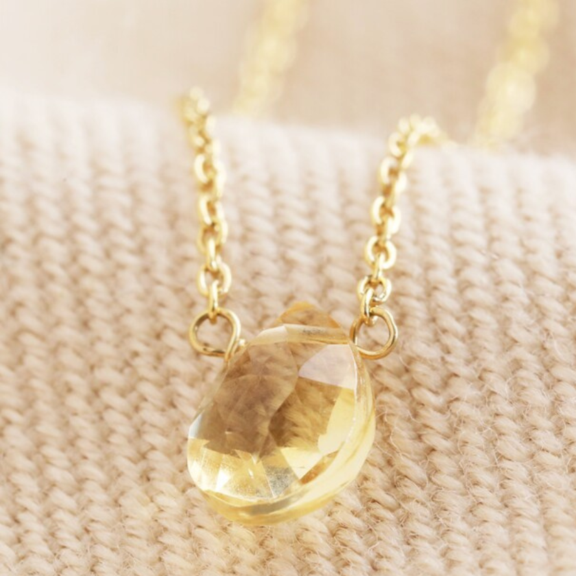 Citrine Teardrop Necklace Luna & Soul