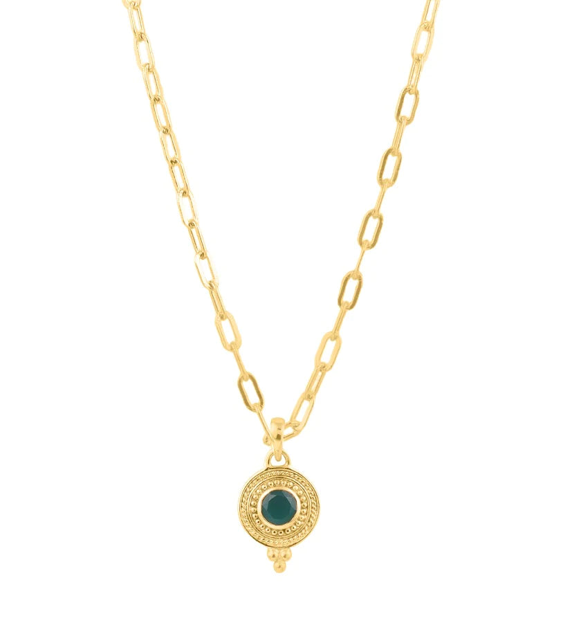 Green Onyx Disc Yoga Necklace _ Luna &amp; Soul
